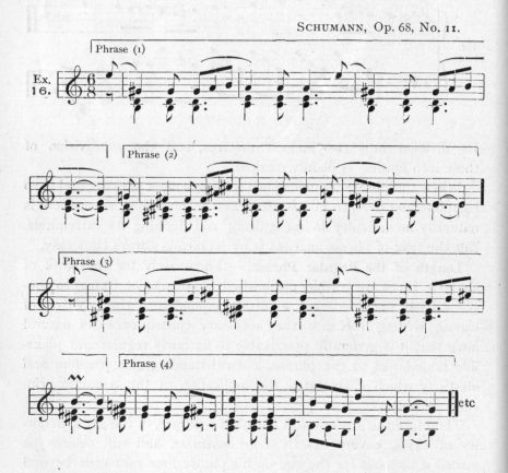Example 16.  Fragment of Schumann, Op. 68, No. 11.