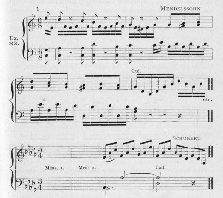 Example 32.  Fragments of Mendelssohn and Schubert.